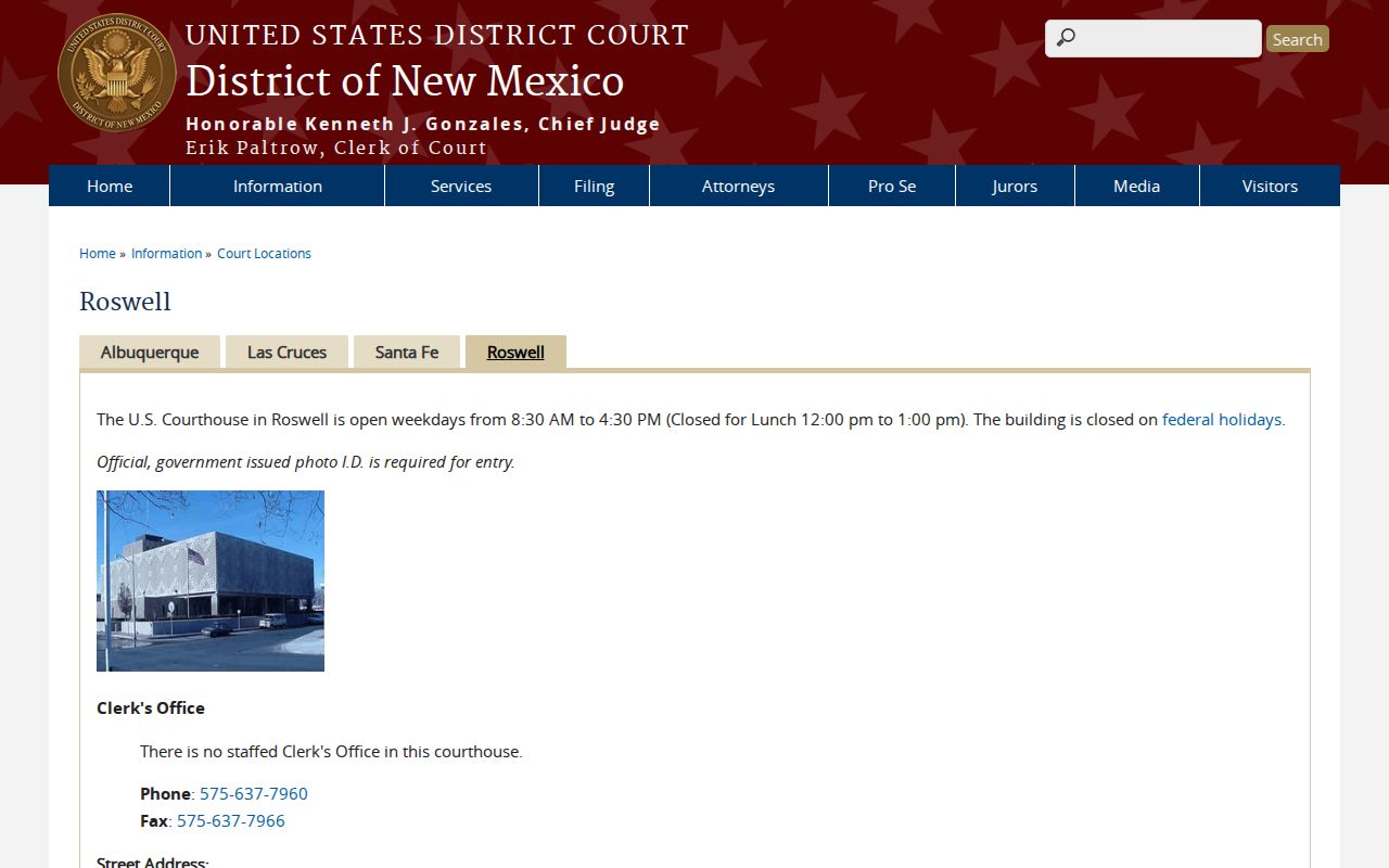 Roswell federal courthouse supporting Chaves County arrest warrant record distinctions