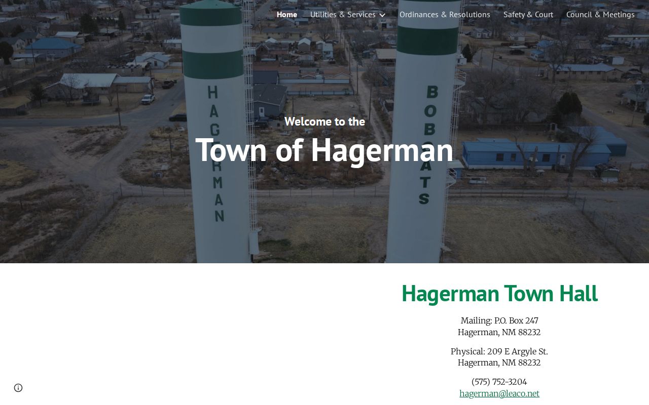 Hagerman town government page for Hagerman warrant records context